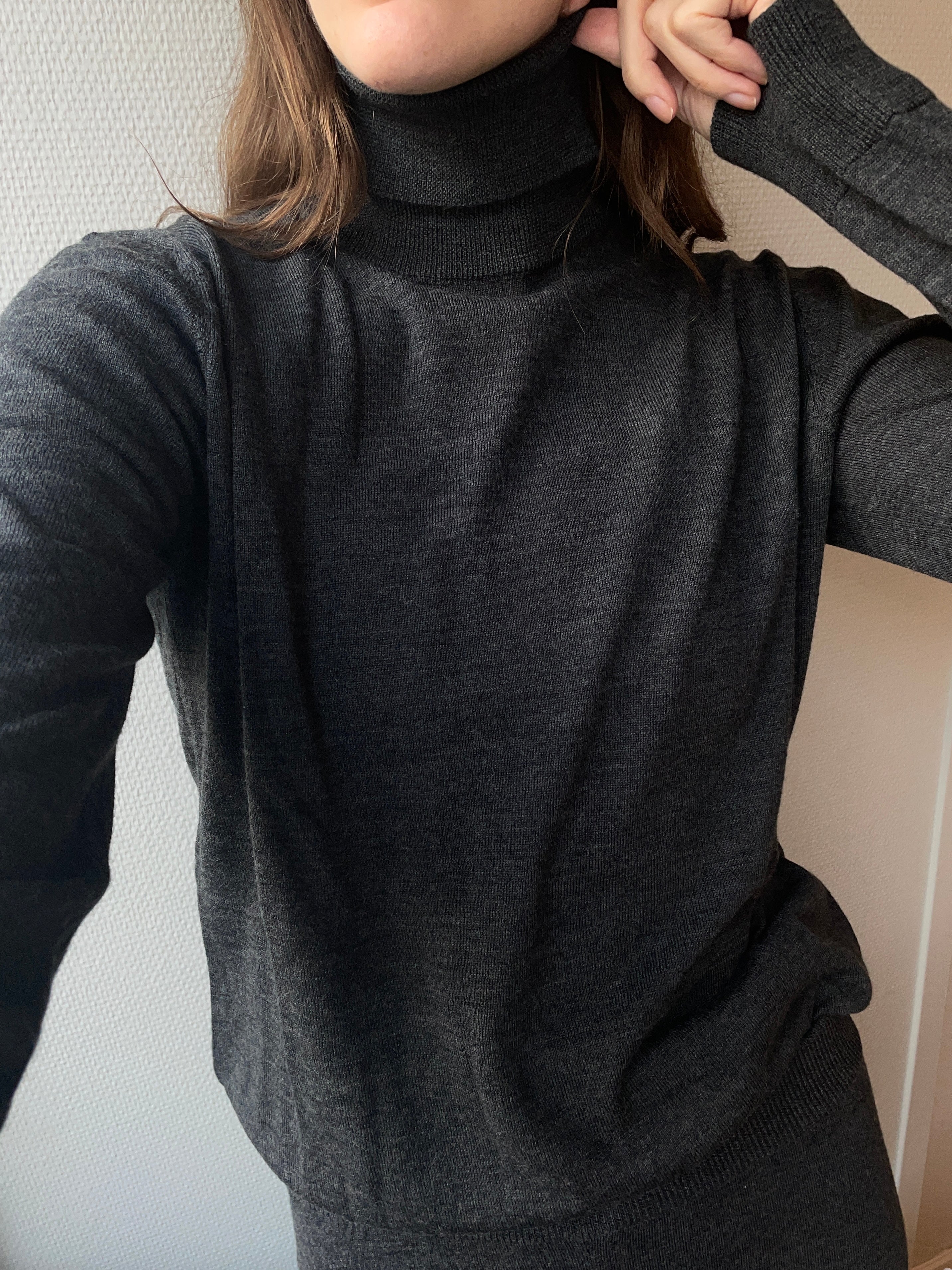 Basic Apparel Vera Roll Neck Sweaters 393 Dark Grey Mel.